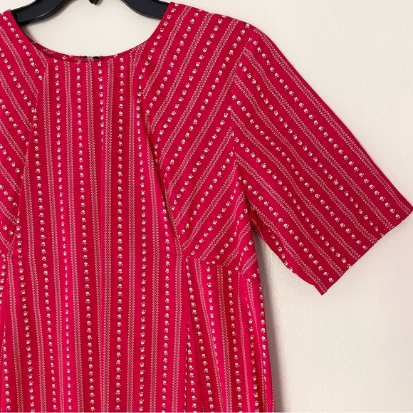 60s Style Red Prairie Shift Dress - Picture 6 of 7